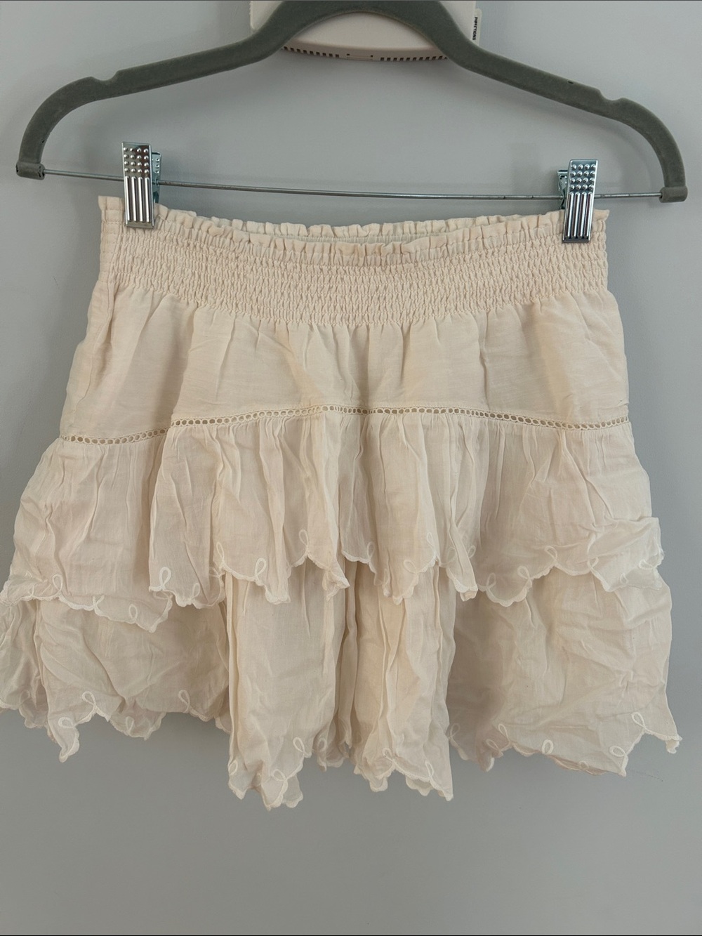NWOT Loveshack Fancy ivory skirt size P